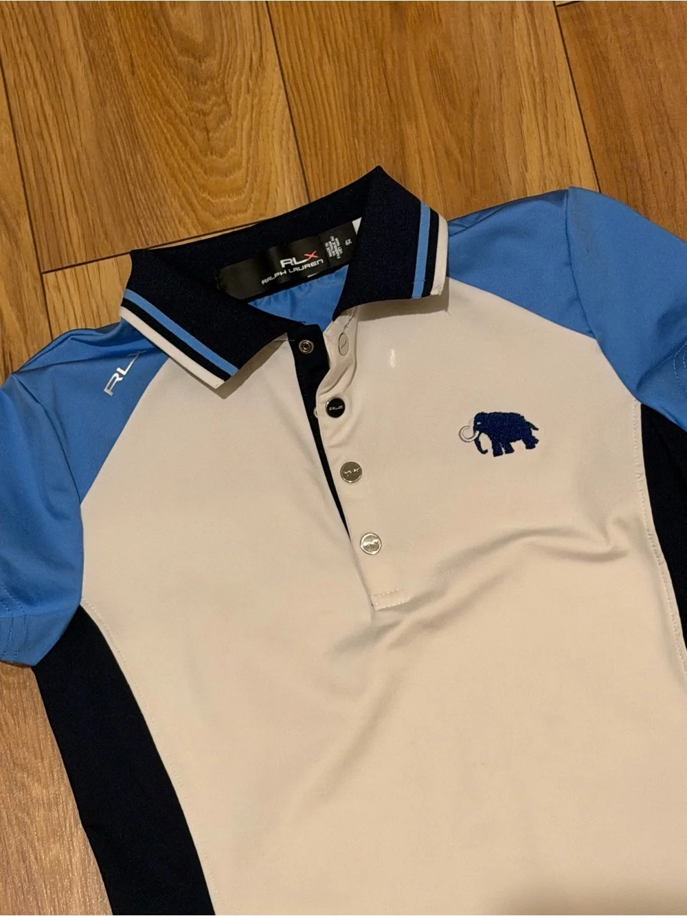 Ralph Lauren White Polo Dress with Light Blue Sleeves and Navy Panels